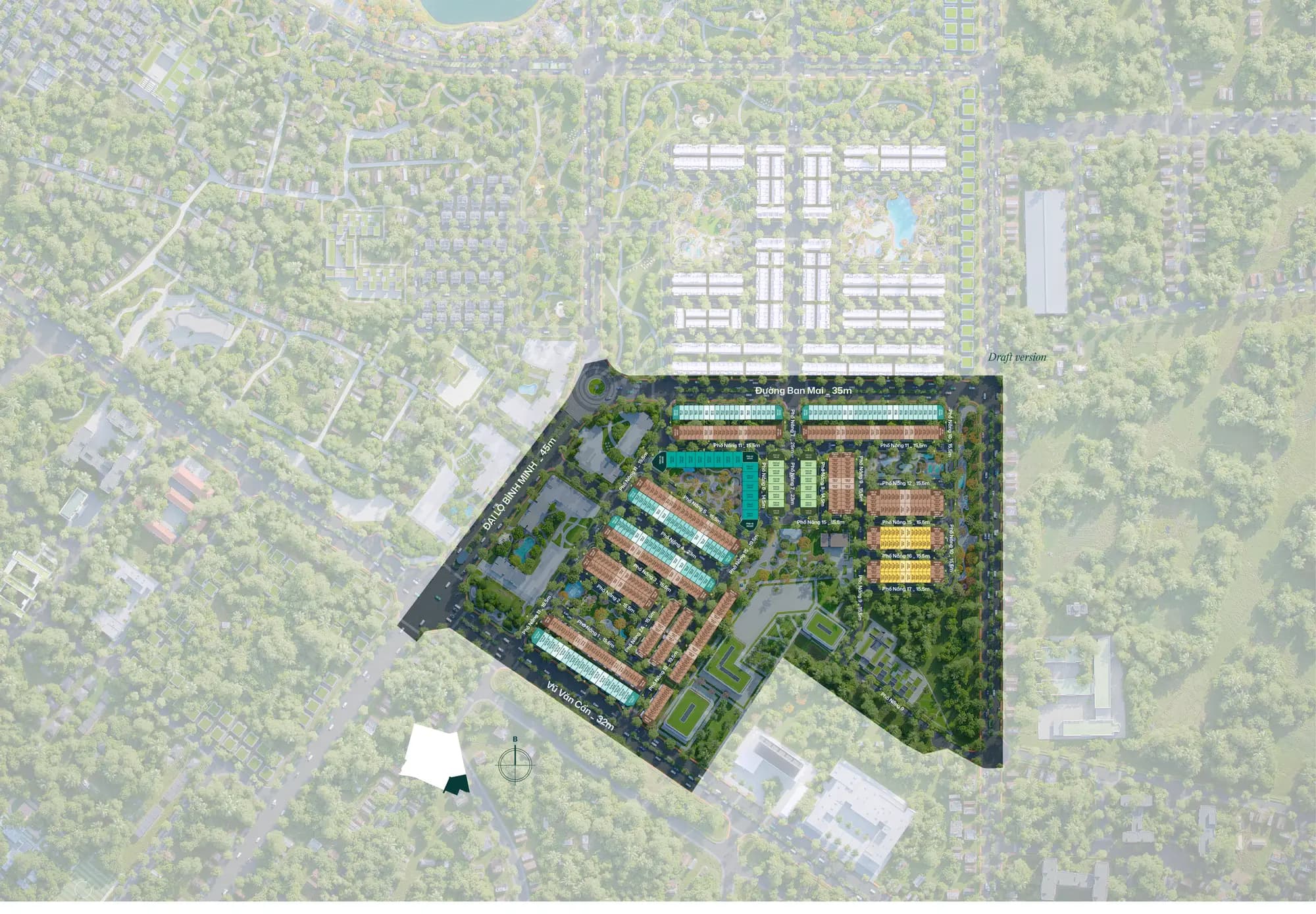 Ảnh hàng không khu vực Forestia Park và các khu lân cận