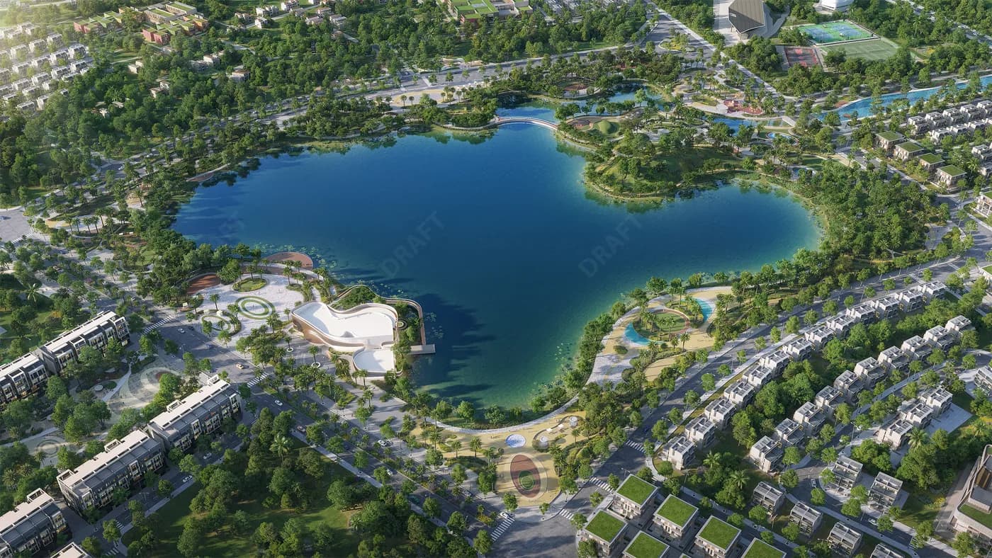 Công viên hồ Forestia Park nhìn từ trên cao
