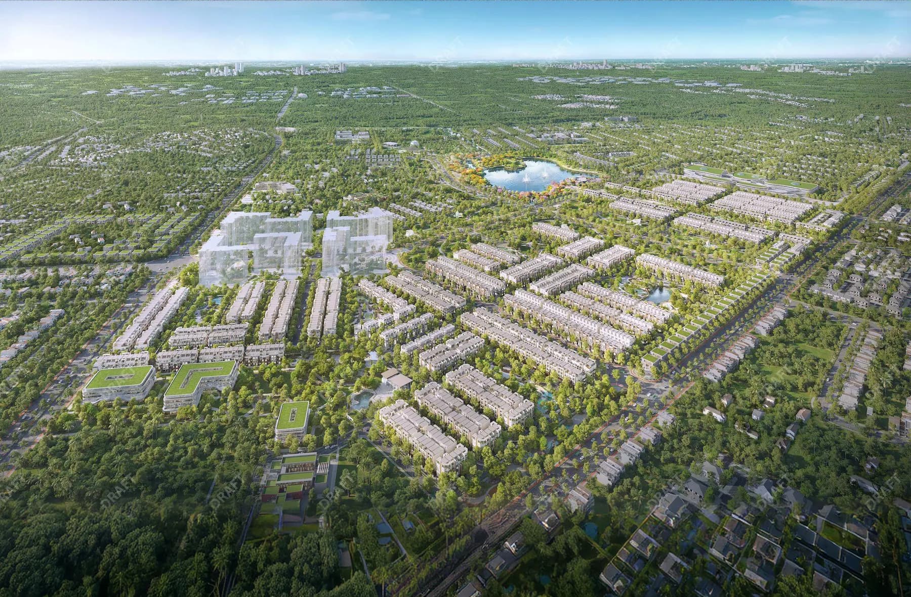 Phối cảnh toàn khu Forestia Park, đánh số vị trí các tiện ích